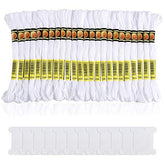 24 Skeins White Embroidery Threads Cotton Embroidery Floss With 12 Pcs Bobbins