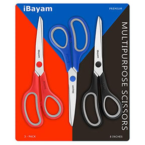 3 Pack Red Black Blue Scissors Sewing Scissors Craft Scissors