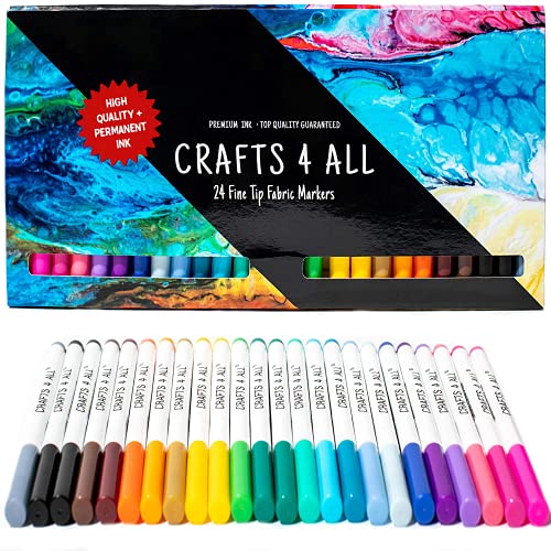 24 Pack Fabric Markers For Clothes Dual Tip Permanent Textile Marker