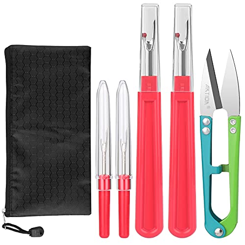 Red 2 Big And 2 Small Thread Remover Kit With 1 Thread Nipper Zipper Bag