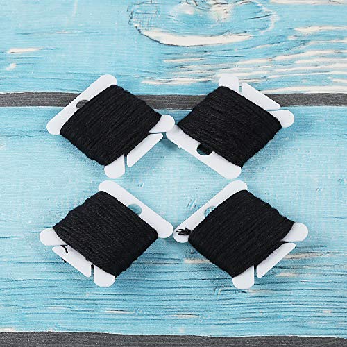 24 Skeins Black Embroidery Threads Embroidery Floss With 12 Pieces Floss Bobbins