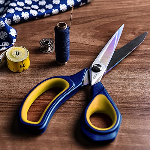 8.5 Inches Navy Blue/Yellow Fabric Scissors All-Purpose Stainless Steel Scissors