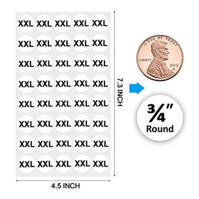 All 7 Sizes Pack of 2400 Clothing Size Stickers With Zipper Bag