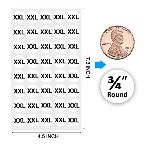 All 7 Sizes Pack of 2400 Clothing Size Stickers With Zipper Bag
