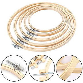 6 Pieces Embroidery Hoops Bamboo Circle Cross Stitch Hoops