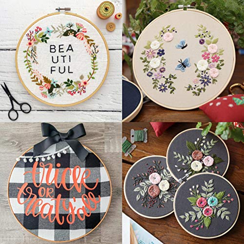 6 Pieces Embroidery Hoops Bamboo Circle Cross Stitch Hoops