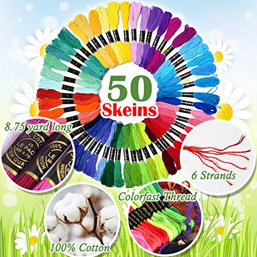 50 Skeins Pack Embroidery Floss Cross Stitch Threads Crafts Floss
