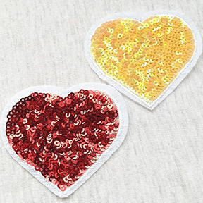 12 Pcs Love Heart With Sequin Kid Embroidered Patch Iron On Patch Applique