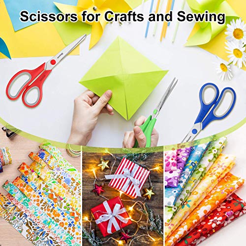 3 Pack Red Green Blue Scissors Sewing Scissors Craft Scissors
