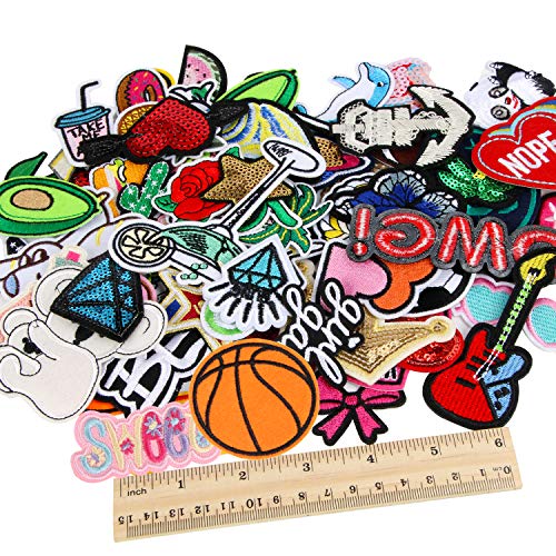 60 Pcs Random Assorted Styles Embroidered Iron On Applique Patches