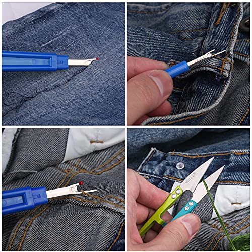 Blue 2 Big And 2 Small Seam Thread Remover Kit With 1 Thread Nipper Tool Zipper Bag