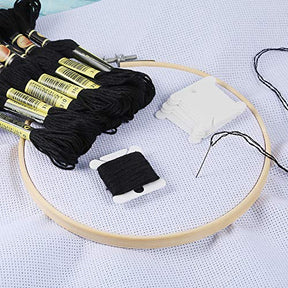 24 Skeins Black Embroidery Threads Embroidery Floss With 12 Pieces Floss Bobbins