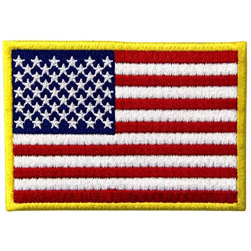 Gold Border American Flag Embroidered Patch For America Army Uniform Iron On