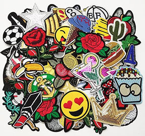 50 Pcs Random Assorted Styles Embroidered Patch Iron On Patch Applique Clothes