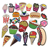 24 Pcs Random Cake Bread Fries Embroidered Appliques Patches