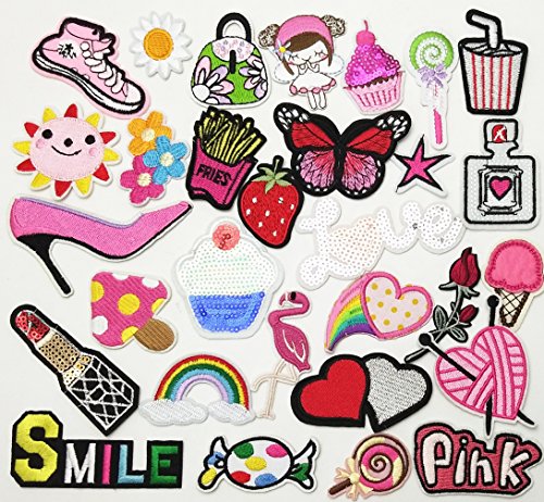 30 Pcs Random Assorted Styles Embroidered Patch Sew On Patch Applique Clothes