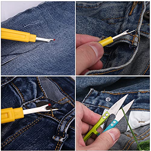 Yellow 2 Big And 2 Small Thread Remover Kit With 1 Thread Nipper Zipper Bag