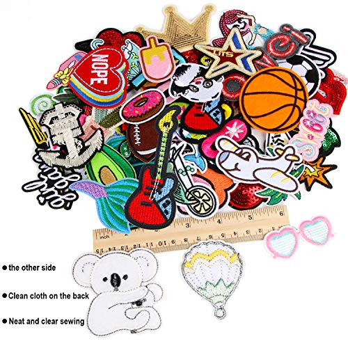60 Pcs Random Assorted Styles Embroidered Iron On Applique Patches