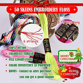 50 Skeins Pack Embroidery Floss Cross Stitch Threads Crafts Floss