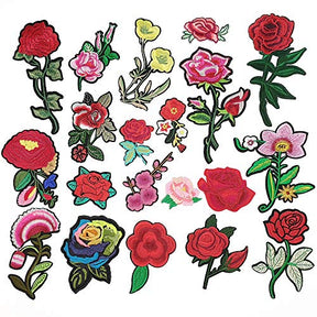 Rose Flowers 20 Pcs Embroidered Patch Iron On Applique Patch