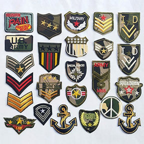 24 Pcs Soldier Badges Embroidered Patch Sew On Patch Applique Clothes