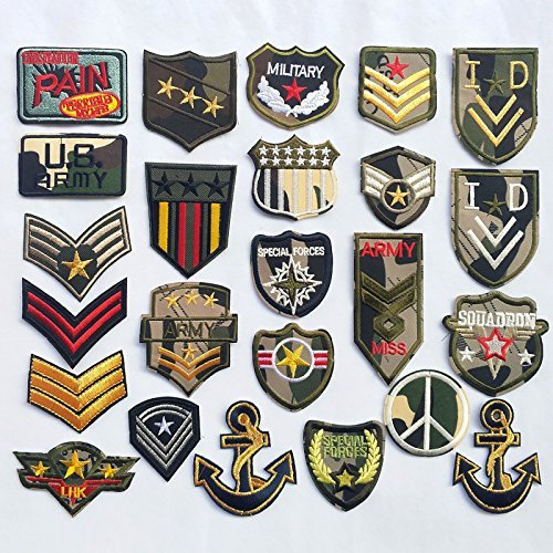 24 Pcs Soldier Badges Embroidered Patch Sew On Patch Applique Clothes