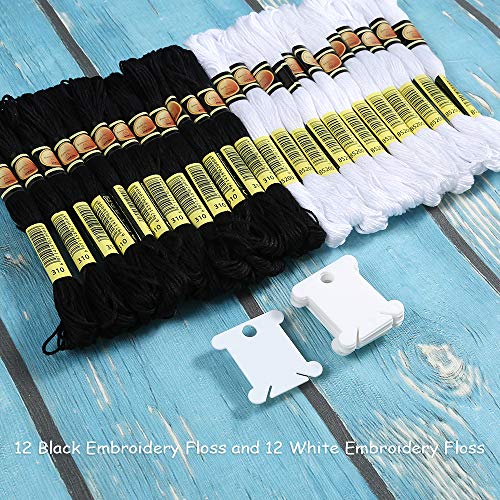 24 Skeins Black And White Embroidery Cross Stitch Threads Embroidery Floss