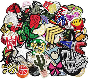 50 Pcs Random Assorted Styles Embroidered Patch Iron On Patch Applique Clothes