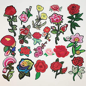 Rose Flowers 20 Pcs Embroidered Patch Iron On Applique Patch