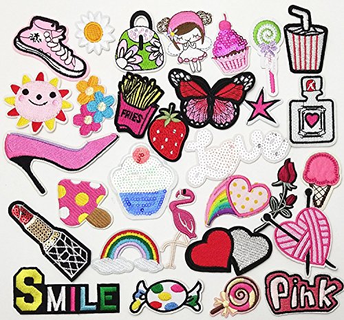30 Pcs Random Assorted Styles Embroidered Patch Sew On Patch Applique Clothes